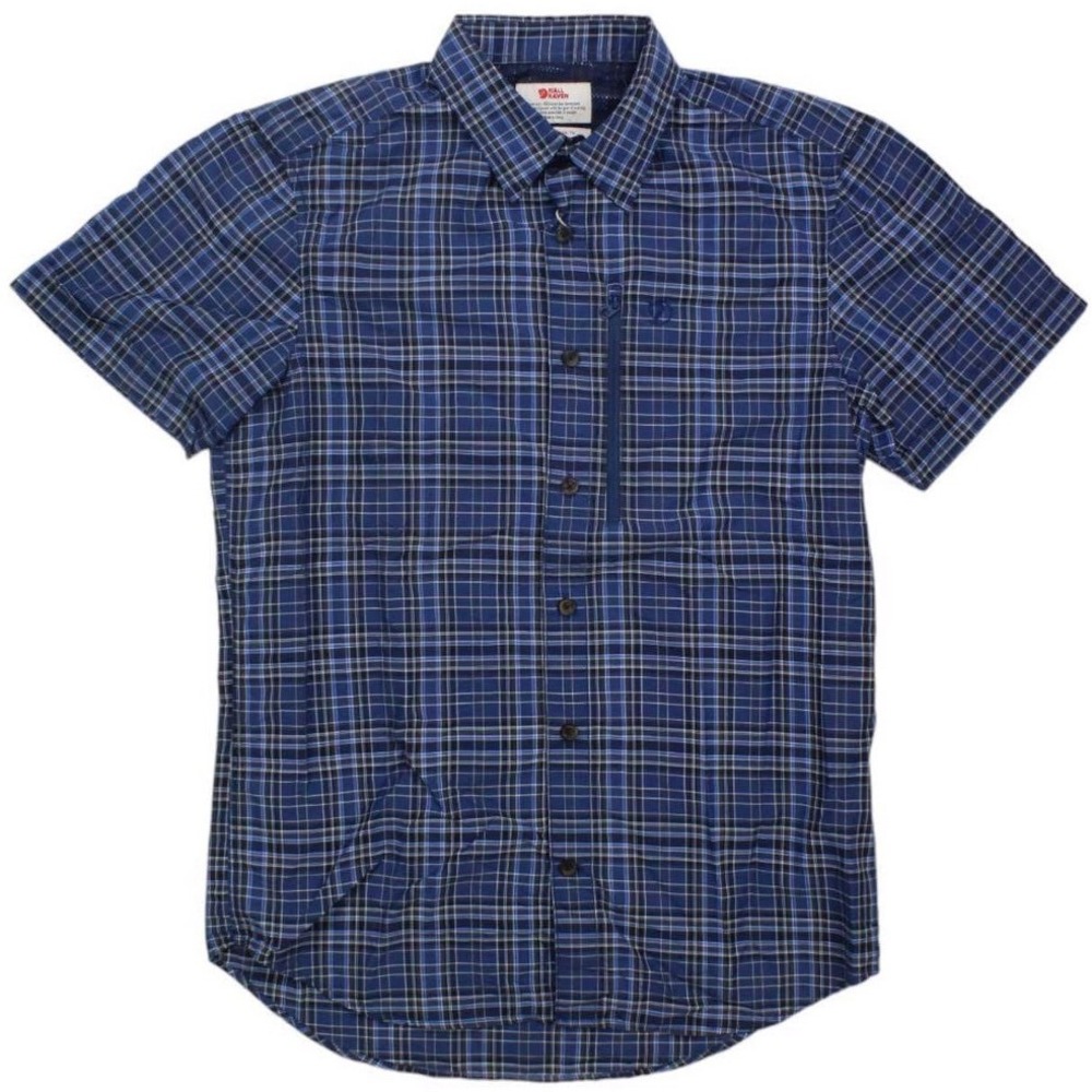 Fjallraven Abisko Hike SS M Mens Blue Plaid Button Up Shirt Size‎ M Outdoor